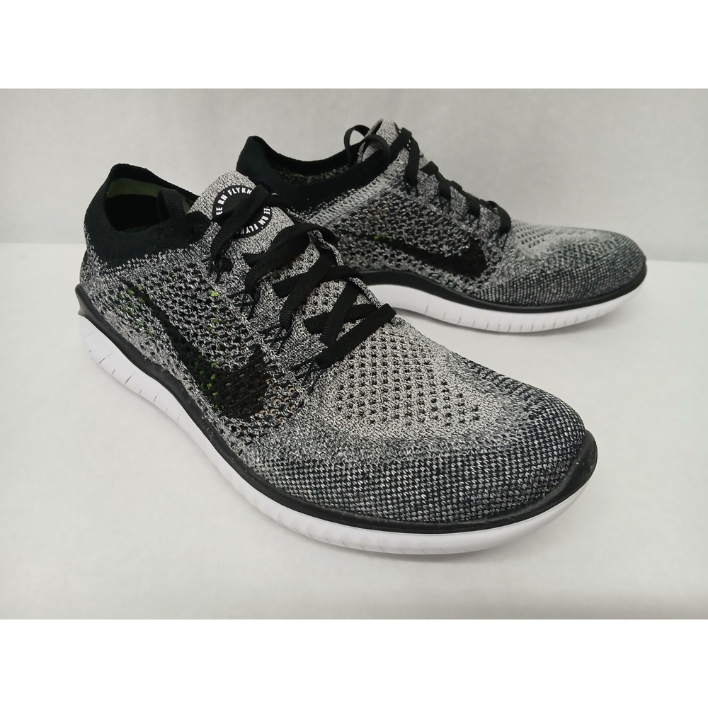 Nike Women's Free Run Flyknit 2018 Running Shoes 942839-101 White Black Sz‎ 9